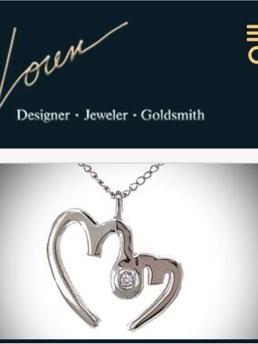 Sterling Heart Pendant Necklace with Diamond Accent